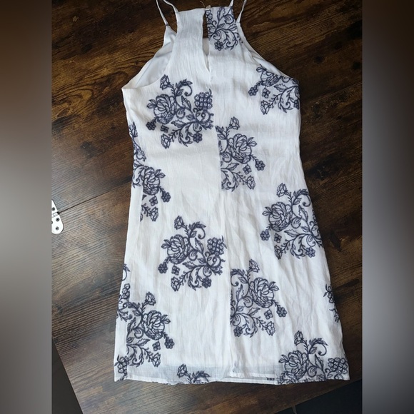 Floral Halter Dress in White and Blue - Picture 2 of 7